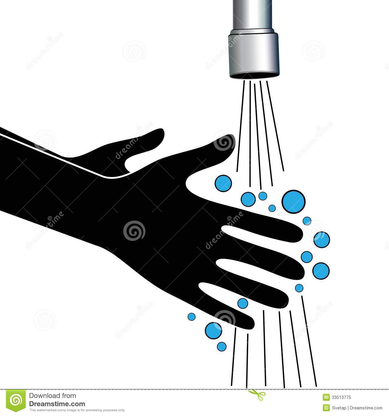 Hand Washing Under Clean Water Tap Health Care Vector Illustration