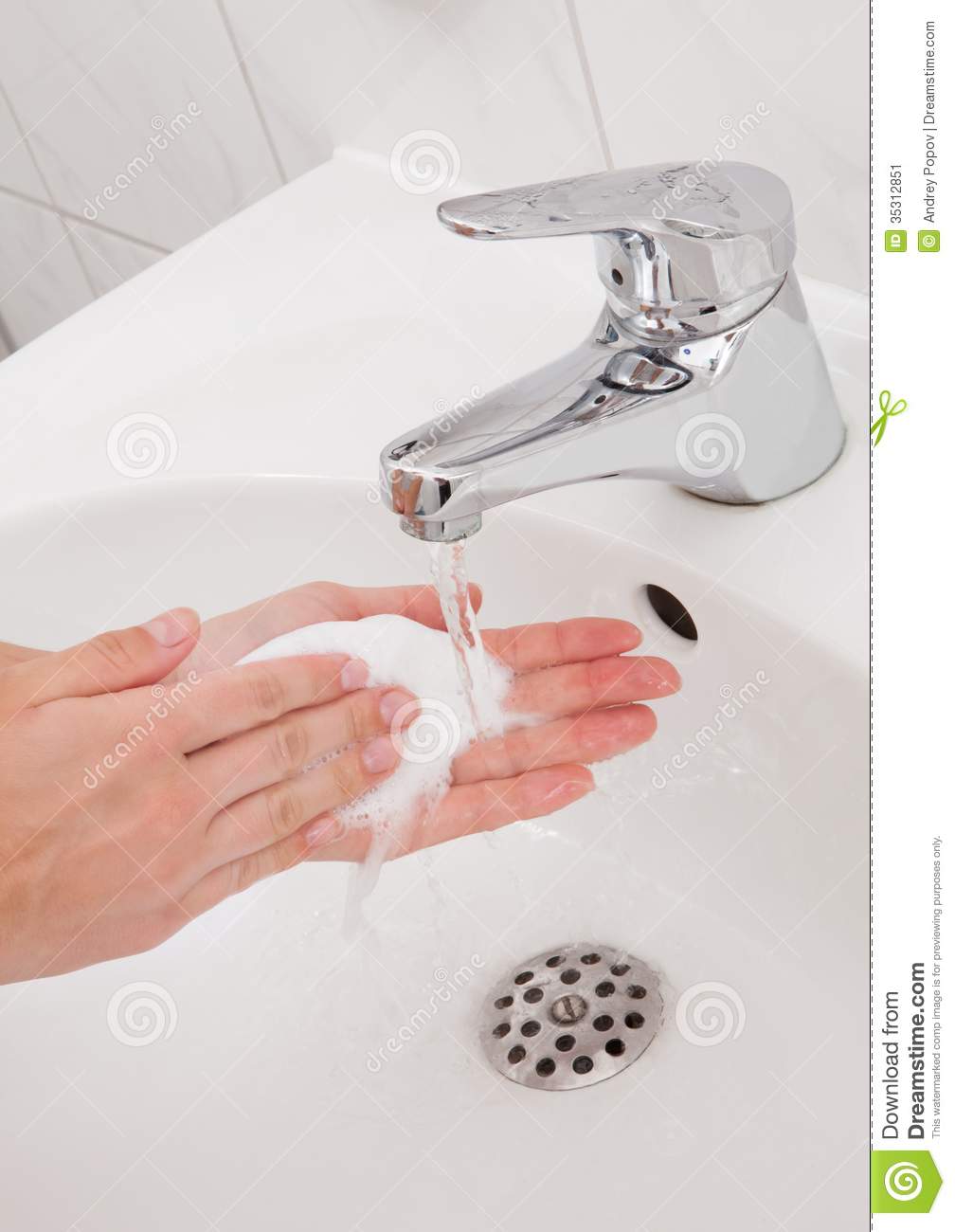 Human Hands Being Washed Under Faucet Stock Image   Image  35312851