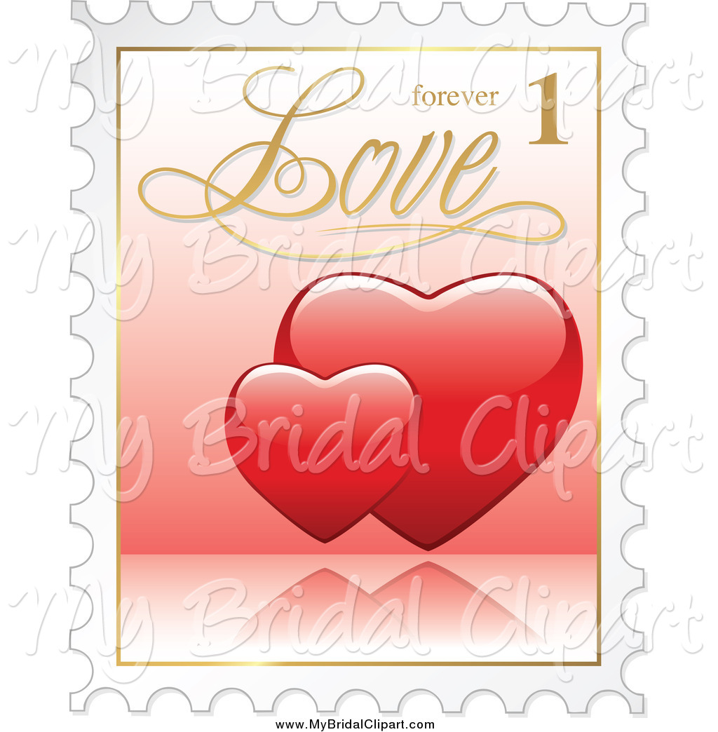 Larger Preview  Bridal Clipart Of A Red Hearts Postage Stamp By Dero