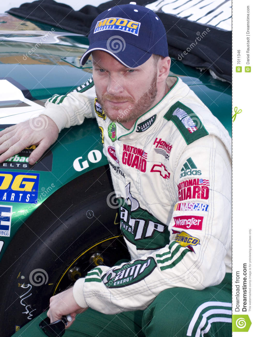 Nascar Sprint Cup Driver Dale Earnhardt Jr  Poses By His Car Before