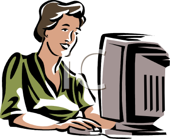 Of A Woman Working On A Computer   Royalty Free Clipart Illustration