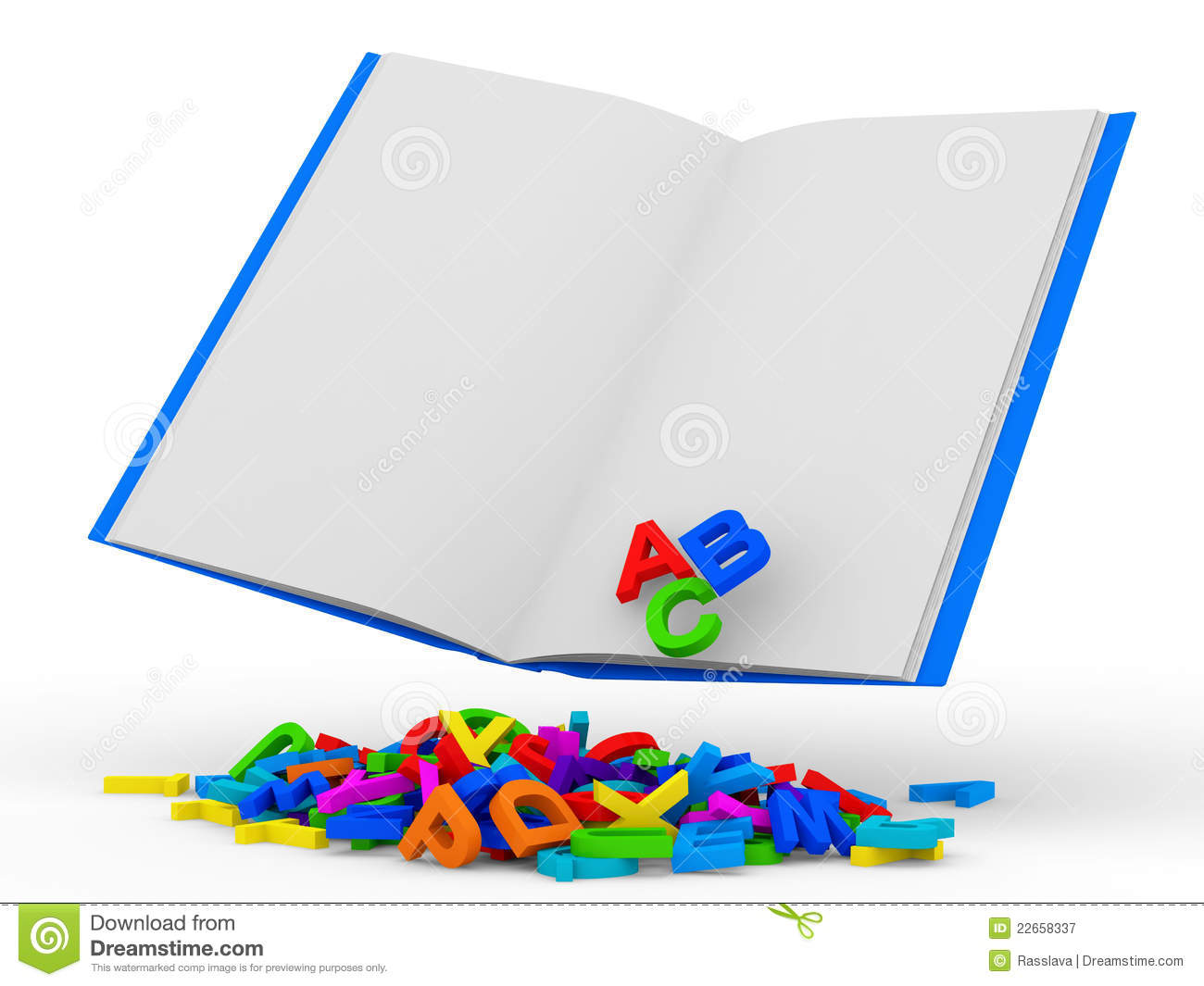 Open Book With Colorful Letters On White Backgroun Royalty Free Stock