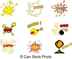 Set Of Comic Cartoon Text Explosions   Set Of Colorful   