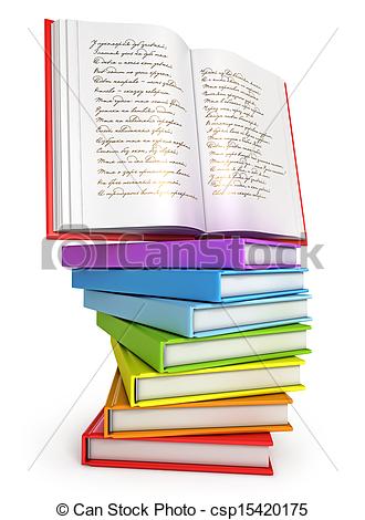 Stock Illustrations Of A Stack Of Colorful Books With Open Book On Top