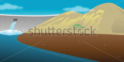 Vector Illustration Of A Dam Resevoir Stock Vector   Clipart Me