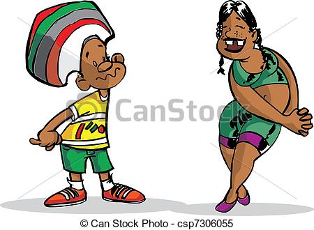 Vector Of A Couple Brazilian   A Couple African Boy And A Ugly Girl