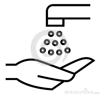 Wash Hands Icon Black Outline Vector Sign Hand Under Tap Water    