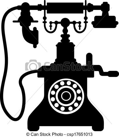 Art Of Old Vintage Telephone   Black And White Silhouette Of An Old