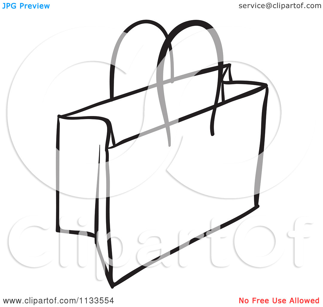 Black And White Shopping Or Gift Bag   Royalty Free Vector Clipart By