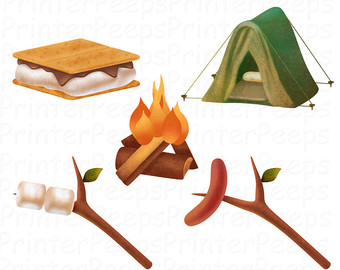 Bonfire Smores Clipart Camping Clipart Scrapbook Pack