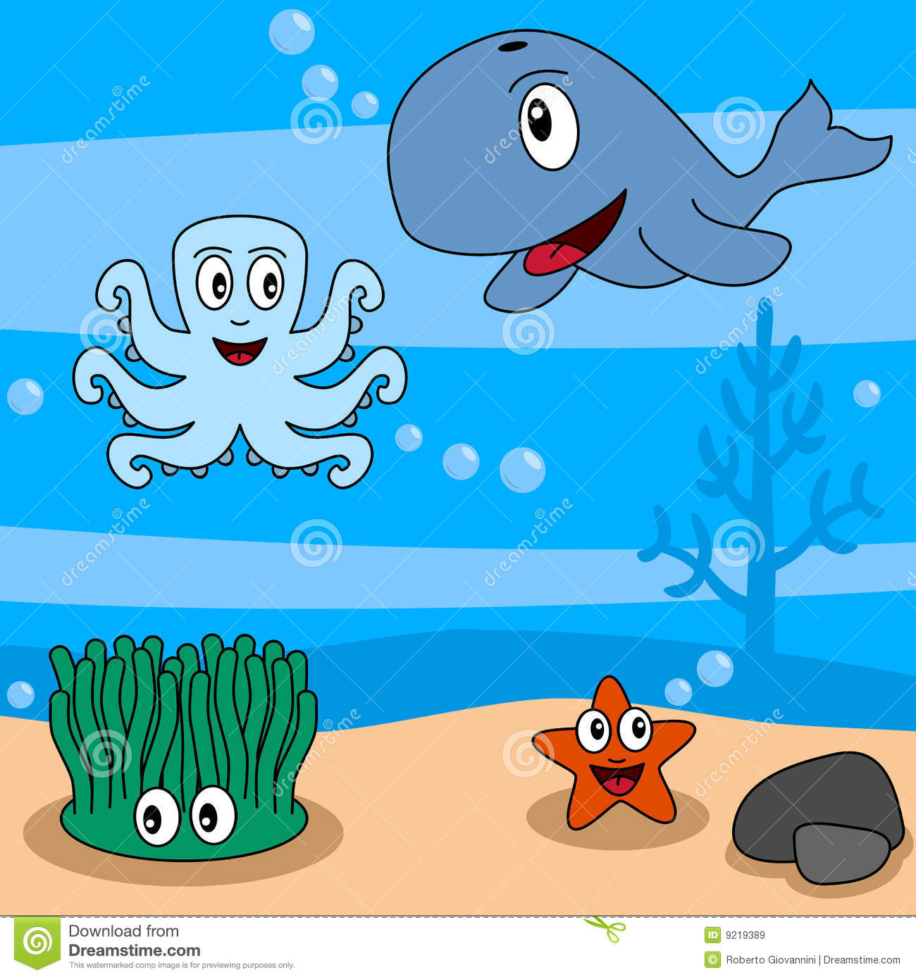 Cartoon Ocean Life  Second Of Four Perfectly Attachable Illustrations