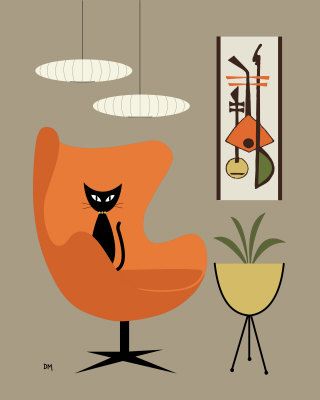 Century Modern Eames Scoop Chair Typography Art Print 8 X 10   Clipart