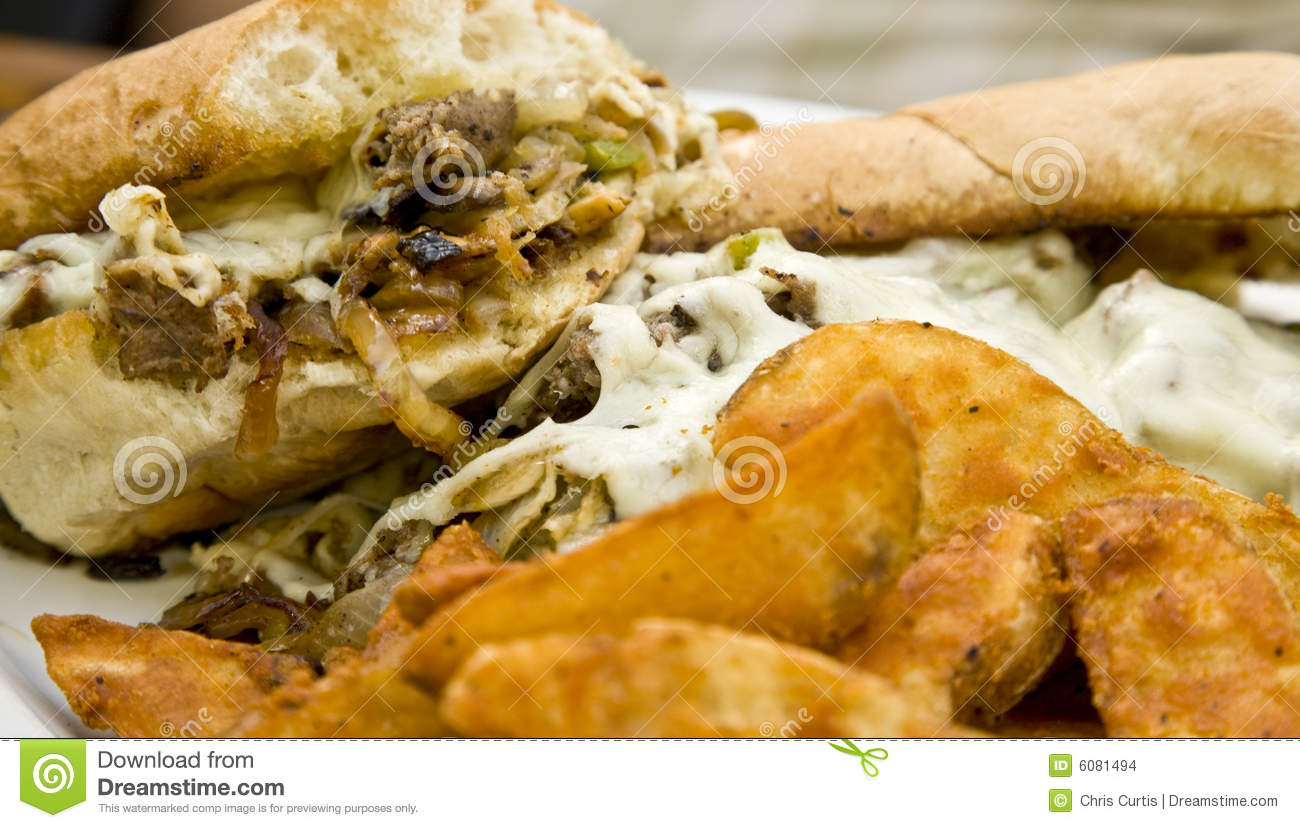 Cheesesteak Sandwich With Fries Stock Images   Image  6081494