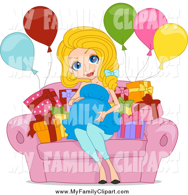 Clip Art Of A Pretty Pregnant White Woman At Her Baby Shower By Bnp    
