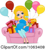 Clipart Pretty Pregnant Woman At Her Baby Shower Royalty Free Vector