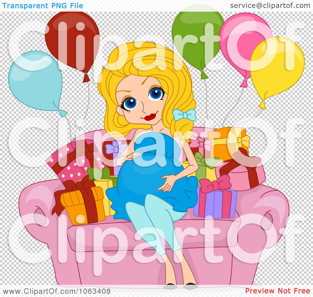 Clipart Pretty Pregnant Woman At Her Baby Shower   Royalty Free Vector    
