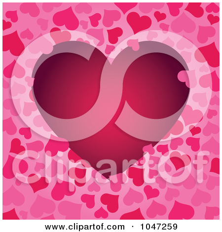 Dark Pink Heart On A Heart Pattern Background