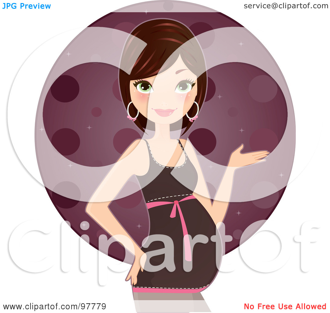 Free  Rf  Clipart Illustration Of A Pretty Brunette Pregnant Woman