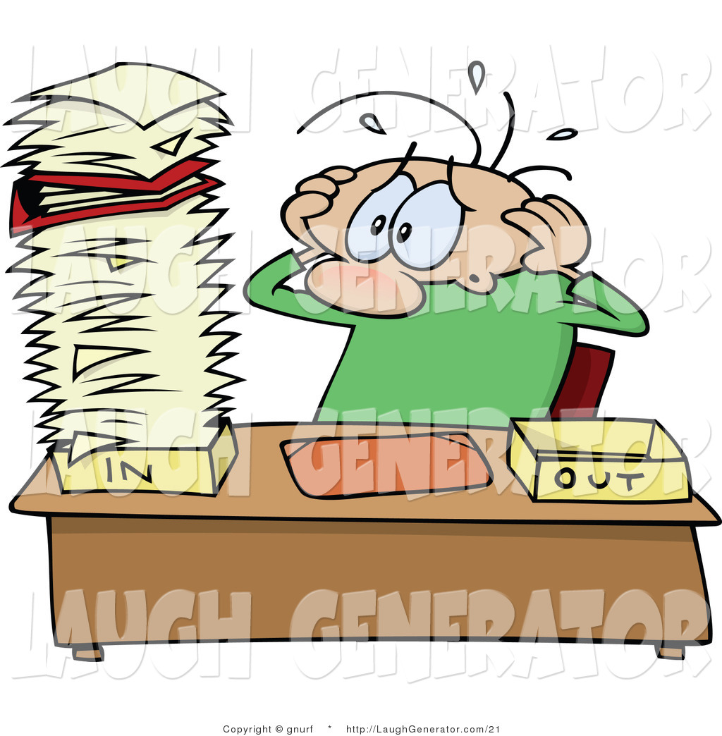 Humorous Clip Art Of A Stressed Out Caucasian Employee Man Eyeing A    
