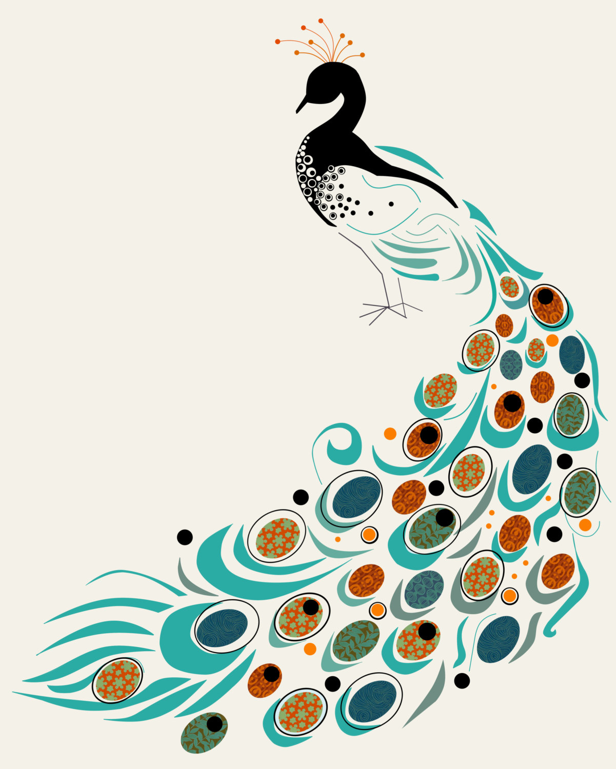 Mid Century Modern Art Peacock Clipart   Free Clip Art Images
