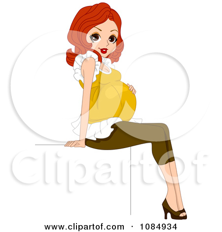 Pretty Red Haired Pregnant Woman Sitting On A Sign By Bnp Design    