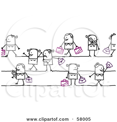 Rf  Clipart Illustration Of Stick People Character Ladies Shopping