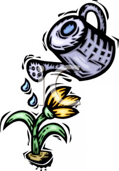 Royalty Free Clip Art Image  Watering A Spring Flower