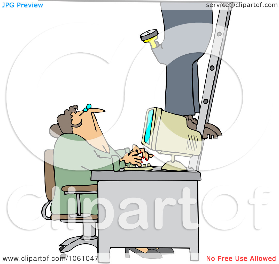 Royalty Free Vector Clip Art Illustration Of A Secretary Checking Out