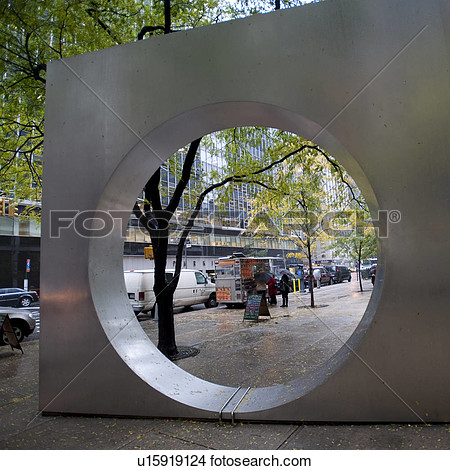 Stock Photo Of Circular Sculpture In Manhattan New York City U S A