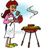Summer Cartoon Of A Dad Barbecuing Ribs Outside   Royalty Free Clip