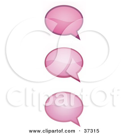 Three Pink Word Text Speech Or Though Balloons Or Bubbles
