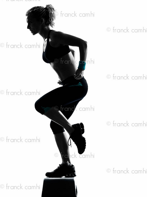 Woman Exercising Step Aerobics   Flickr   Photo Sharing 