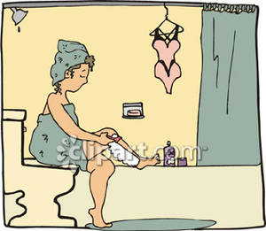 Woman Shaving Her Legs   Royalty Free Clipart Picture
