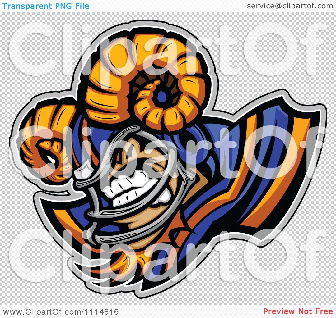Art Clipart Competitive Ram Football Player Mascot With Shoulder Pads