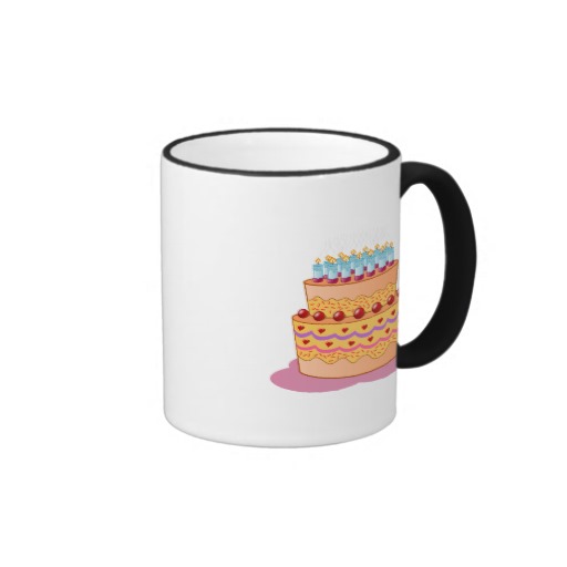 Birthday Cake Clipart Ringer Coffee Mug   Zazzle