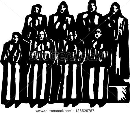 Black And White Vector Illustration Of The Choir Of A Church   Stock