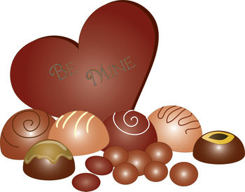Clip Art Illustration Of A Chocolate Valentine Heart With Truffles