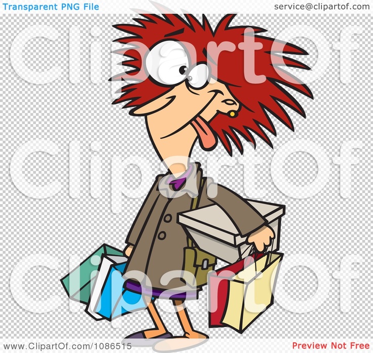 Clipart Frazzled Black Friday Shopper Woman   Royalty Free Vector
