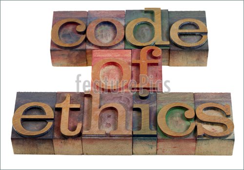 Code Of Ethics Words Or Headline   Vintage Wooden Letterpress Printing