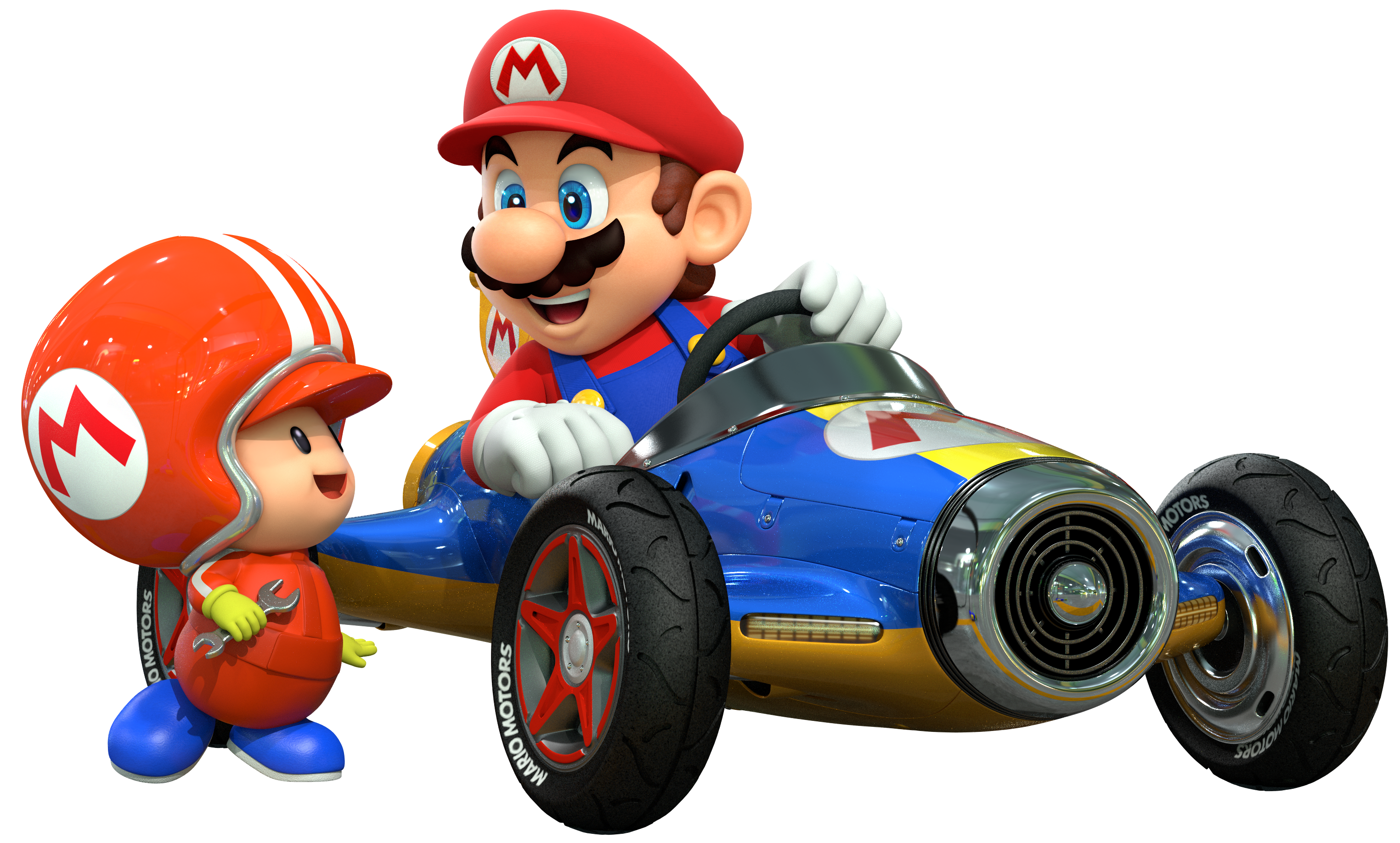File Mario And Toad Mechanic Artwork   Mario Kart 8  Shadowless  Png