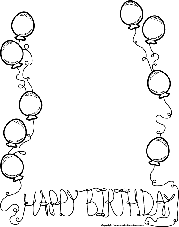 Happy Birthday Balloon Clipart Black And White   Quoteeveryday