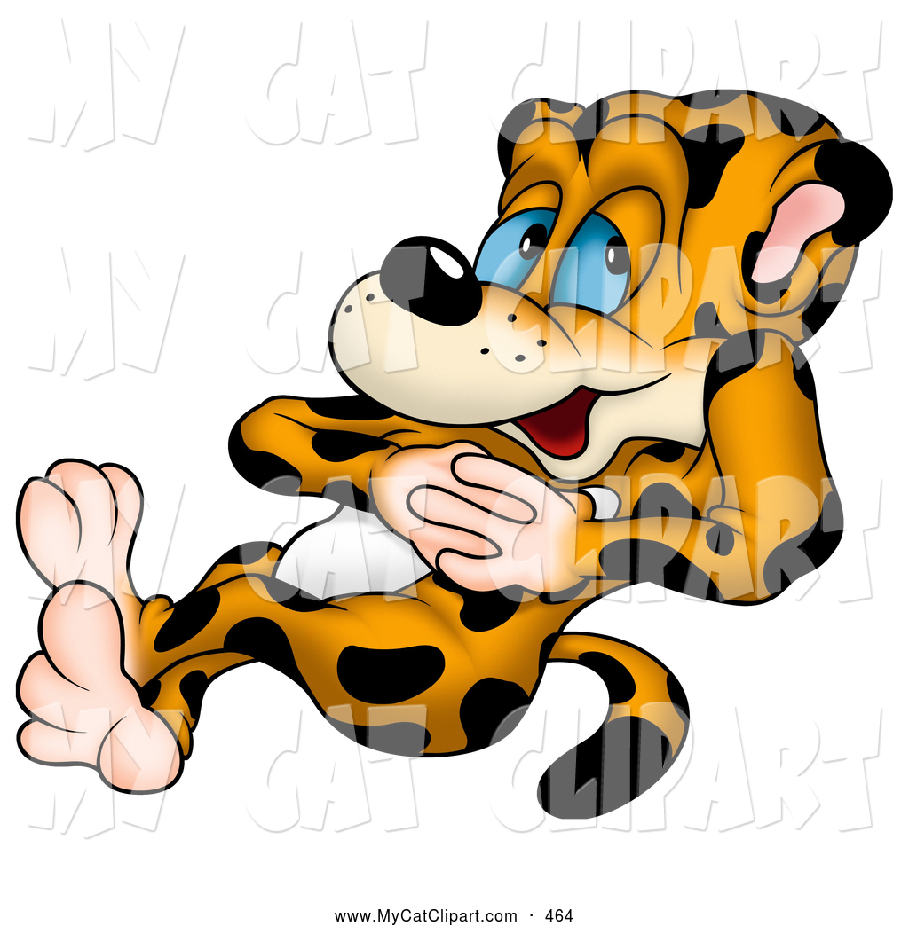 Larger Preview  Clip Art Of A Cute Relaxing Leopard Leaning Back And