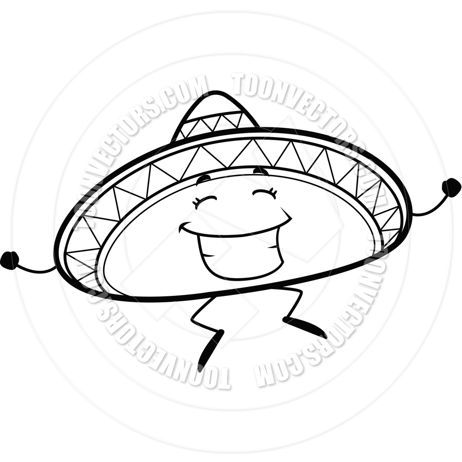 Sombrero Clipart Black And White Sombrero Jumping  Black And