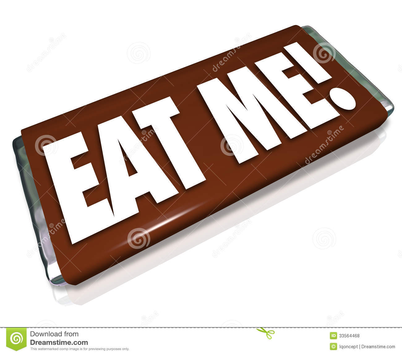 The Words Eat Me On A Chocolate Candy Bar Wrapper To Encourage You To