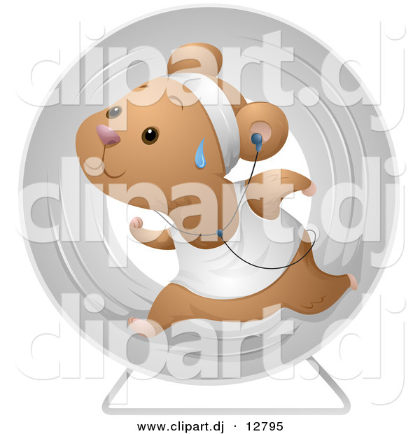 Vector Clipart Of A Healthy Cartoon Hamster Running Within A Exercise    