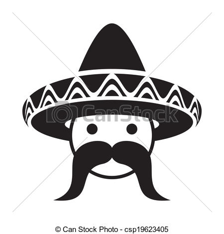 Vector Clipart Of Man With Sombrero   Black Man Face With Sombrero And    