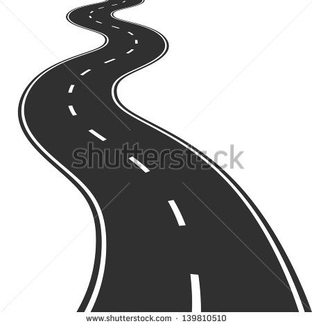 Winding Road Cartoon Black And White Vector Illustration Of Winding