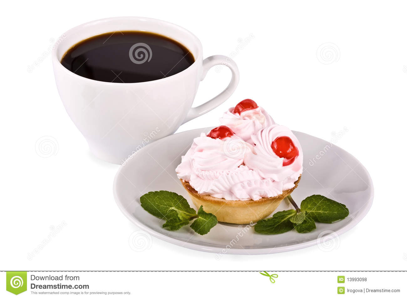 With Coffee And Cake In His Hands Royalty Free Clipart Picture Cake