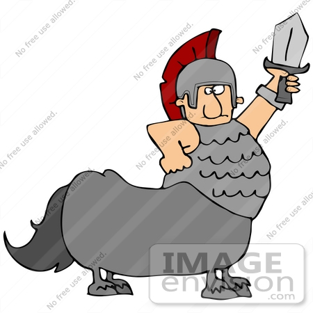 41180 Clip Art Graphic Of A Centaur Roman Soldier Man With A Sword By