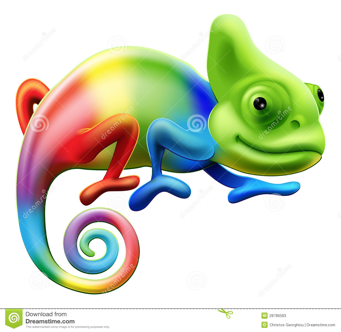 An Illustration Of A Cartoon Rainbow Coloured Chameleon